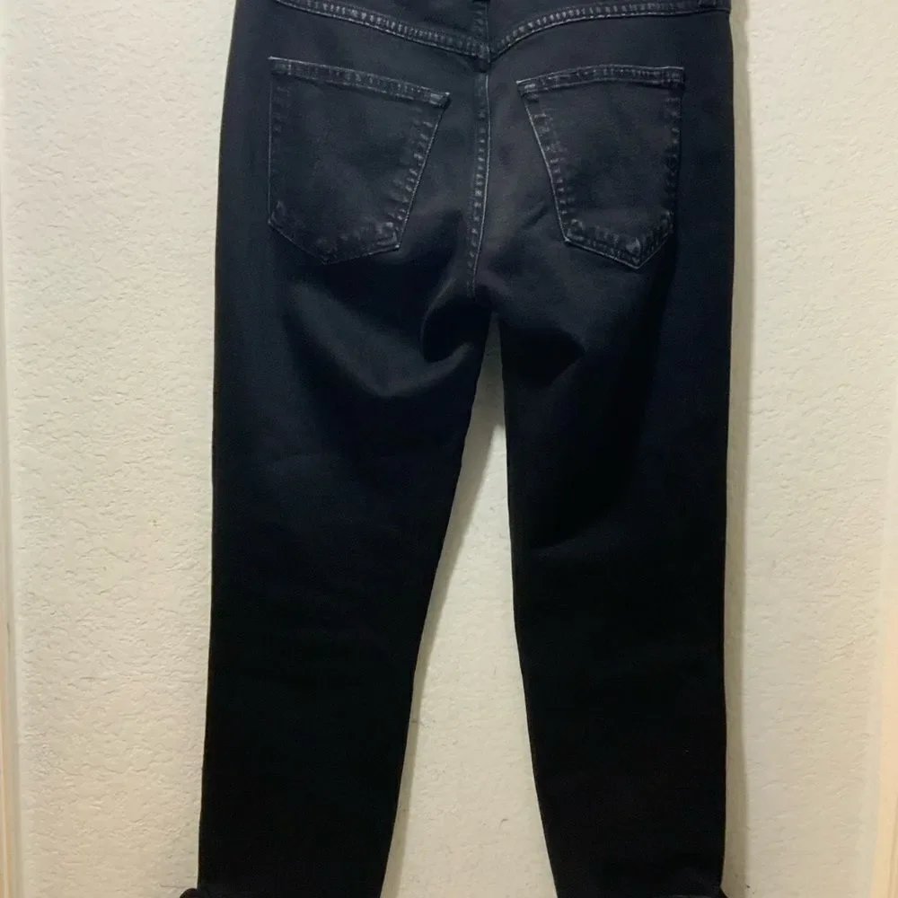 AMO Tie Ankle Slim Skinny Jeans Size 27” Black Magic Mid-Rise